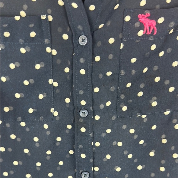 Abercrombie & Fitch Blue White Polka Dot Sheer Sleeveless Blouse XS - Picture 9 of 12